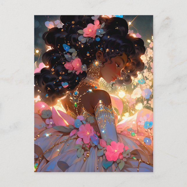Fantasy Woman African American Art Postkarte (Vorderseite)