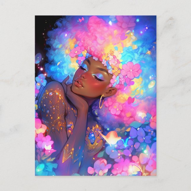 Fantasy Woman African American Art Postkarte (Vorderseite)
