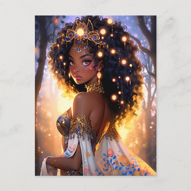 Fantasy Woman African American Art Postkarte (Vorderseite)
