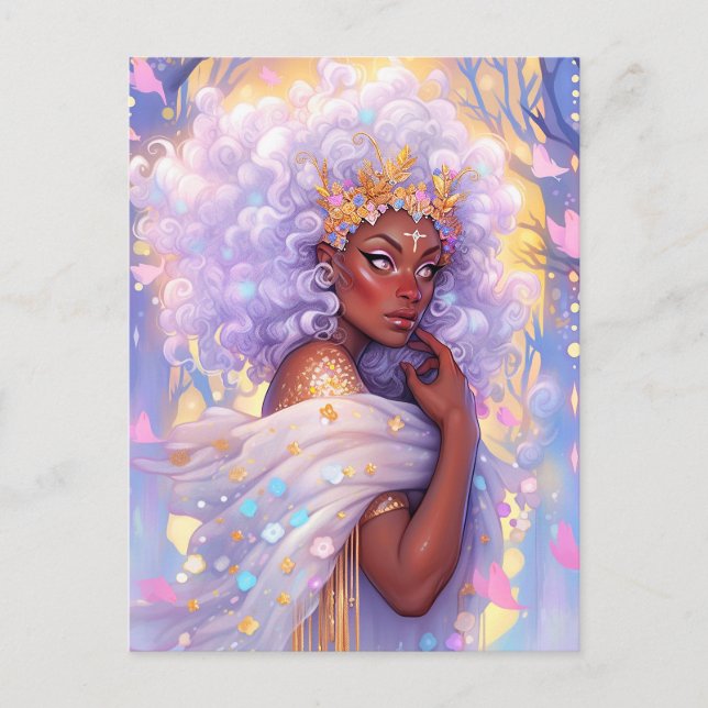 Fantasy Woman African American Art Postkarte (Vorderseite)