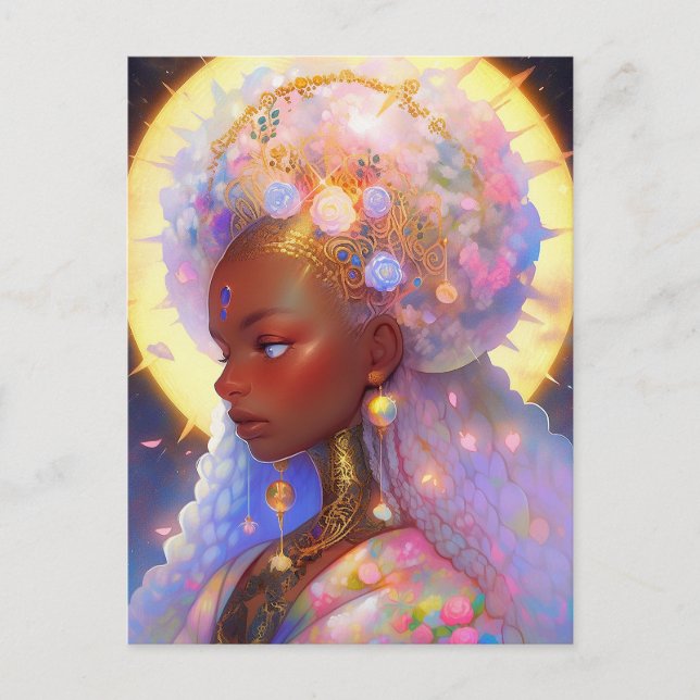 Fantasy Woman African American Art Postkarte (Vorderseite)