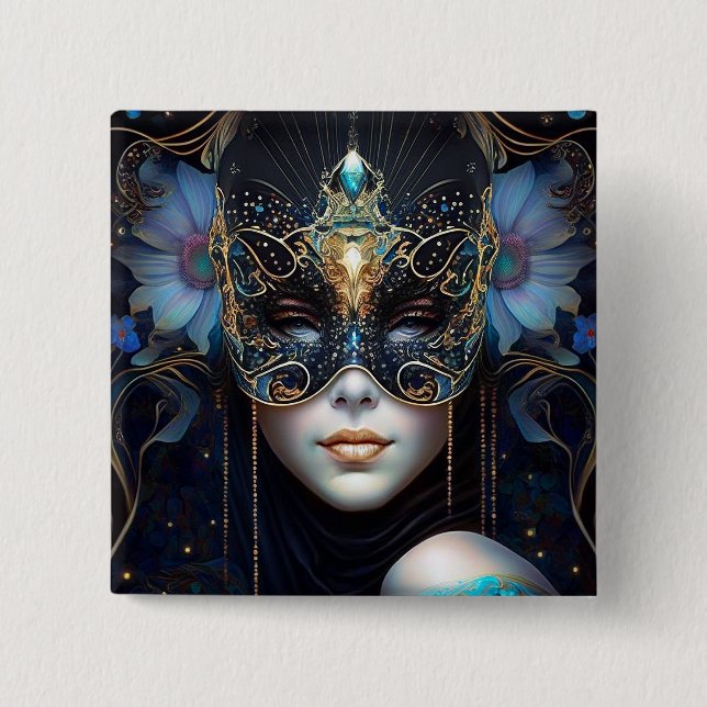 Fantasy Woman Wear Mask Button (Vorderseite)