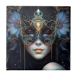 Fantasy Woman Wear Mask Fliese
