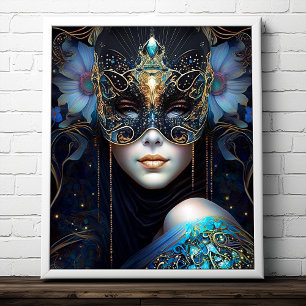 Fantasy Woman Wear Mask Poster