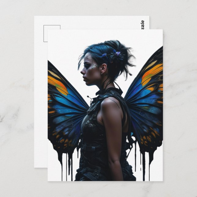Fantasy Women and Butterfly Wings AI Art Postkarte (Vorne/Hinten)
