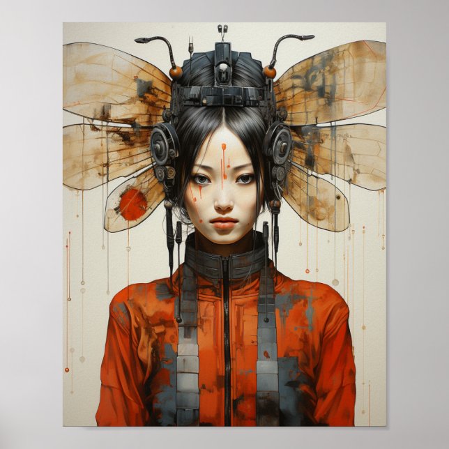Fantasy Women and Insect Wings Scifi AI Art Poster (Vorne)