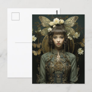 Fantasy Women and Insect Wings Scifi AI Art Postkarte