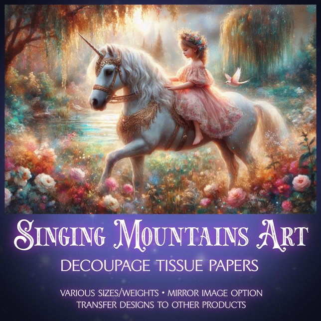 Fantasy Woodland Girl and Unicorn Decoupage  Seidenpapier (Von Creator hochgeladen)