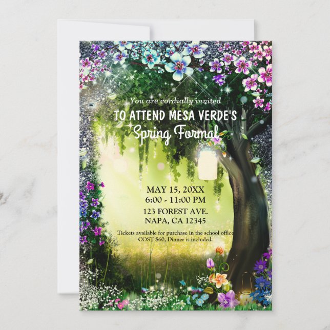 Fantasy Woodland verzauberte Glow Forest Prom Einladung (Vorderseite)