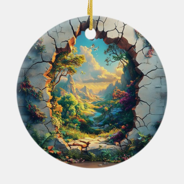 Fantasy World durch ein Cracks Wall Design Keramik Ornament (Hinten)