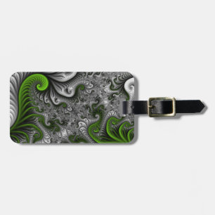 Fantasy World Green and Graue Abstrakte Fraktal Ar Gepäckanhänger