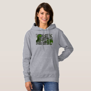 Fantasy World Green and Graue Abstrakte Fraktal Ar Hoodie