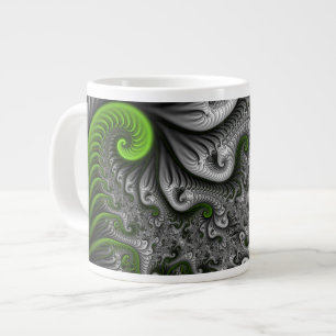 Fantasy World Green and Graue Abstrakte Fraktal Ar Jumbo-Tasse