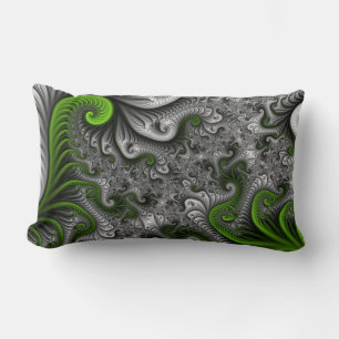Fantasy World Green and Graue Abstrakte Fraktal Ar Lendenkissen