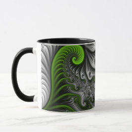 Fantasy World Green and Graue Abstrakte Fraktal Ar Tasse