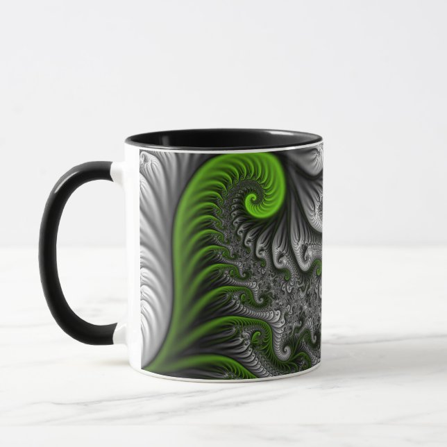 Fantasy World Green and Graue Abstrakte Fraktal Ar Tasse (Links)
