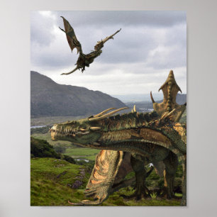 Fantasy Wyvern Flying Dragon Realistisches Monster Poster