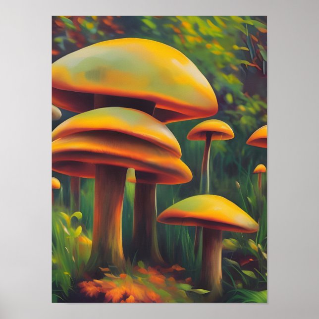 Fantasy Yellow Mushrooms Poster (Vorne)