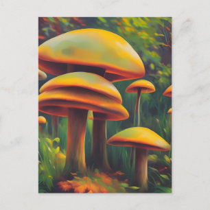 Fantasy Yellow Mushrooms Postkarte