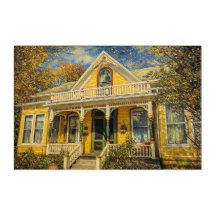 Fantasy Yellow Victorian House