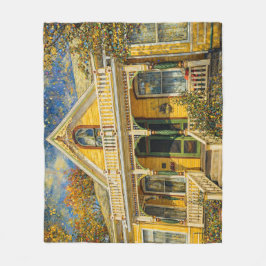Fantasy Yellow Victorian House Fleecedecke