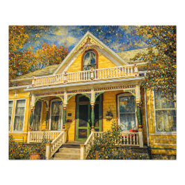 Fantasy Yellow Victorian House Fotodruck