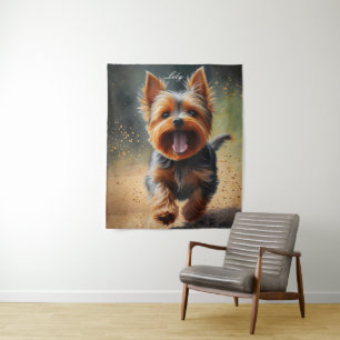 Fantasy Yorkshire Terrier Surreal Dog Art Wandteppich