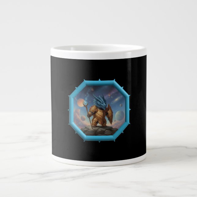 Fantasybild Kleiner blauer Drache in Bronze-Rüstun Jumbo-Tasse (Vorderseite)