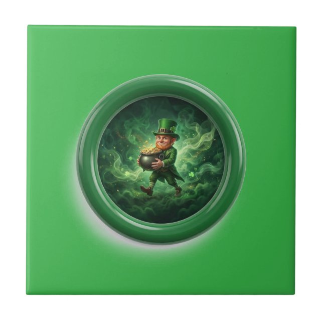 Fantasybild Kobold mit Goldtopf Fliese (Vorderseite)