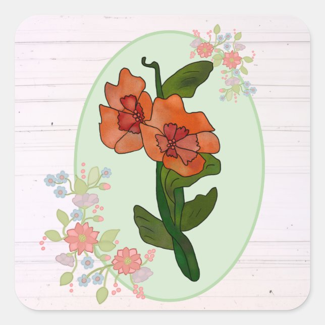 Fantasyblume Quadratischer Aufkleber (Vorderseite)