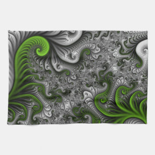 Fantasywelt grün und grau abstrakte fraktale Kunst Handtuch