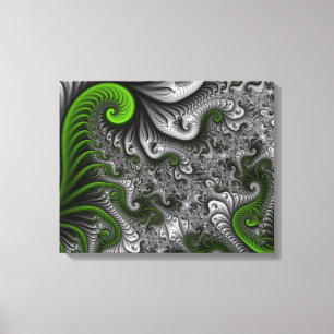 Fantasywelt grün und grau abstrakte fraktale Kunst Leinwanddruck