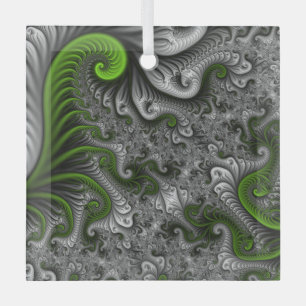 Fantasywelt grün und grau abstrakte fraktale Kunst Ornament Aus Glas