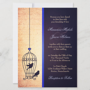 Fantful Bird Cage mit Blue Ribbon Hochzeit Einladung