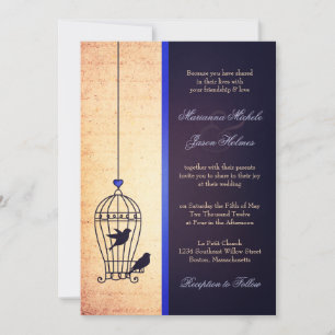 Fantful Bird Cage mit Blue Ribbon Hochzeit Einladung