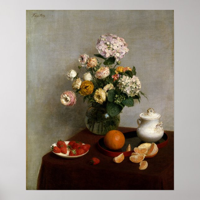 Fantin Latour - Blume und Obst Poster (Vorne)