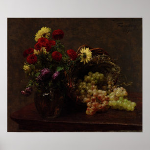 Fantin Latour - Blume und Trauben Poster