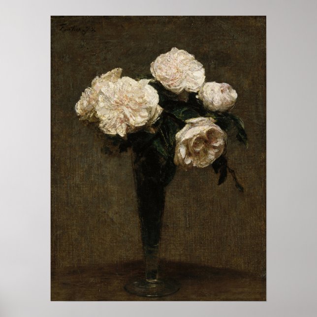 Fantin-Latour - Rose in einer Vase Poster (Vorne)