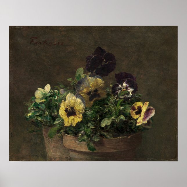 Fantin-Latour - Stiefmütterchen mit Spitze Poster (Vorne)