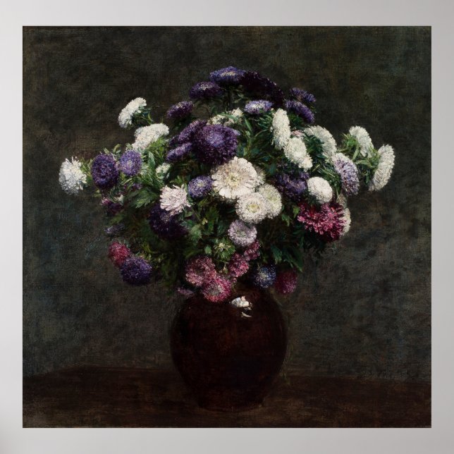 Fantin-Latour's Asters in einer Vase Poster (Vorne)