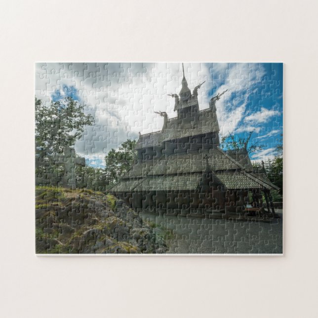 Fantoft Daube-Kirche, Bergen, Norwegen Puzzle (Horizontal)
