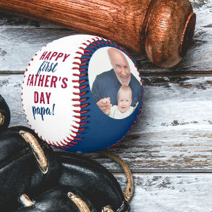 Fappy First Vatertag Papa 2 Foto Blau Weiß Baseball