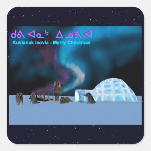 Far North Christmas Quadratischer Aufkleber