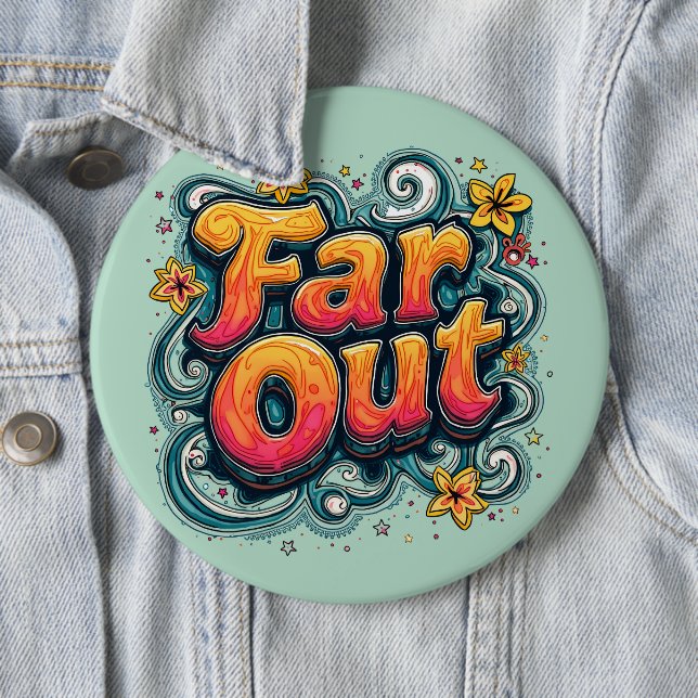Far Out Retro 70er Psychedelic Groovy Hippie Button (Beispiel)