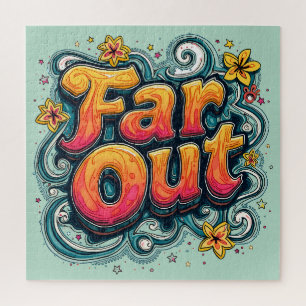 Far Out Retro 70er Psychedelic Groovy Hippie Puzzle