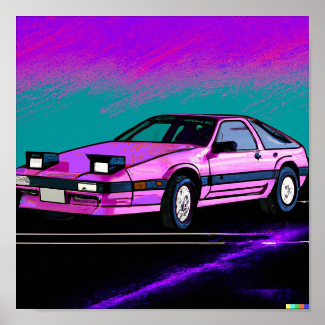 Far Out Synth 80's Sportscar Poster (Vorne)