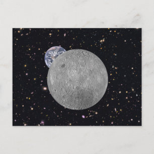 Far Side of the Moon Earth Starry Sky Postkarte