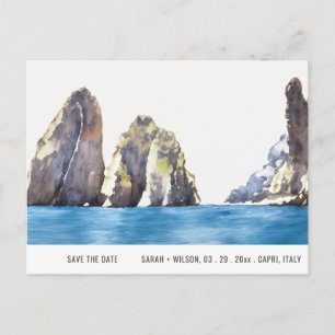 Faraglioni Rocks Capri Wasserfarbe Save the Date Postkarte