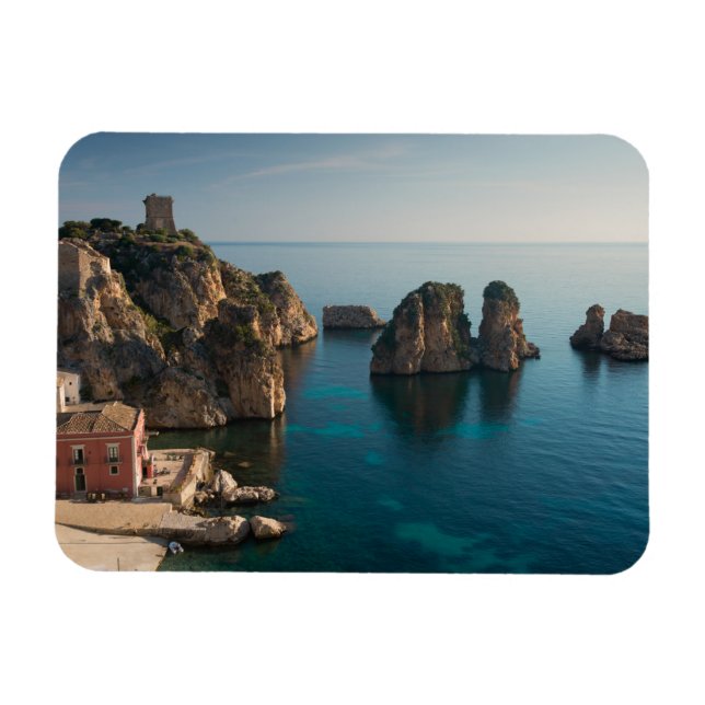 Faraglioni und Tonnara in Scopello, Sizilien Magnet (Horizontal)