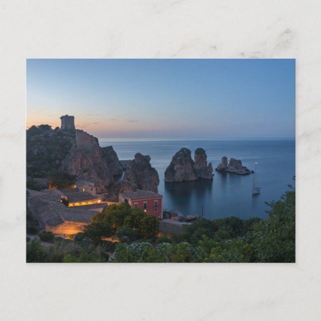 Faraglioni und Tonnara in Scopello, Sizilien Postkarte (Vorderseite)